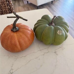 Pottery Barn Decorative Orange and Green Pumpkins